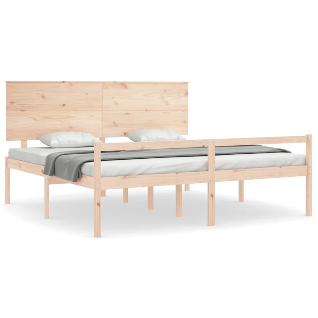 Seniorenbed Met Hoofdbord Massief Hout 200 x 200 cm Naturel