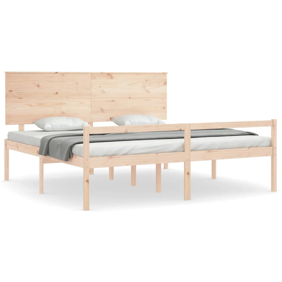 Seniorenbed Met Hoofdbord Massief Hout 200 x 200 cm Naturel