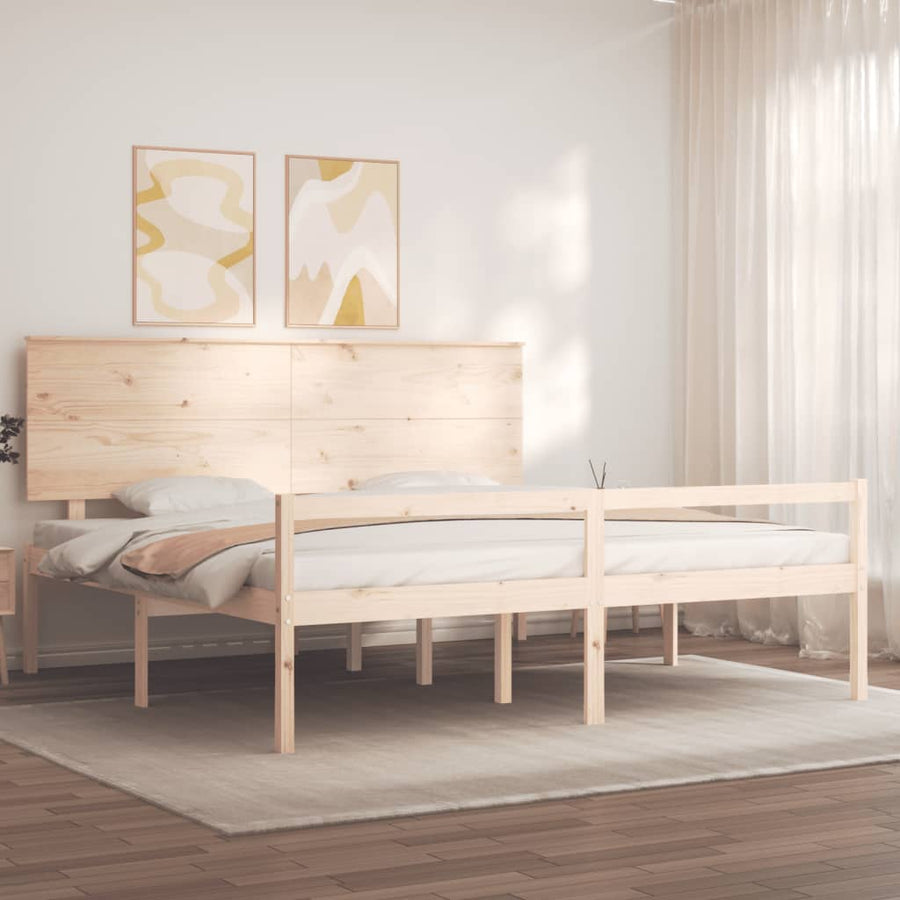 Seniorenbed Met Hoofdbord Massief Hout 200 x 200 cm Naturel