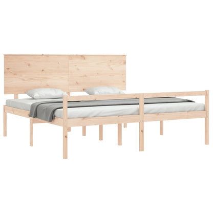 Seniorenbed Met Hoofdbord Massief Hout 200 x 200 cm Naturel