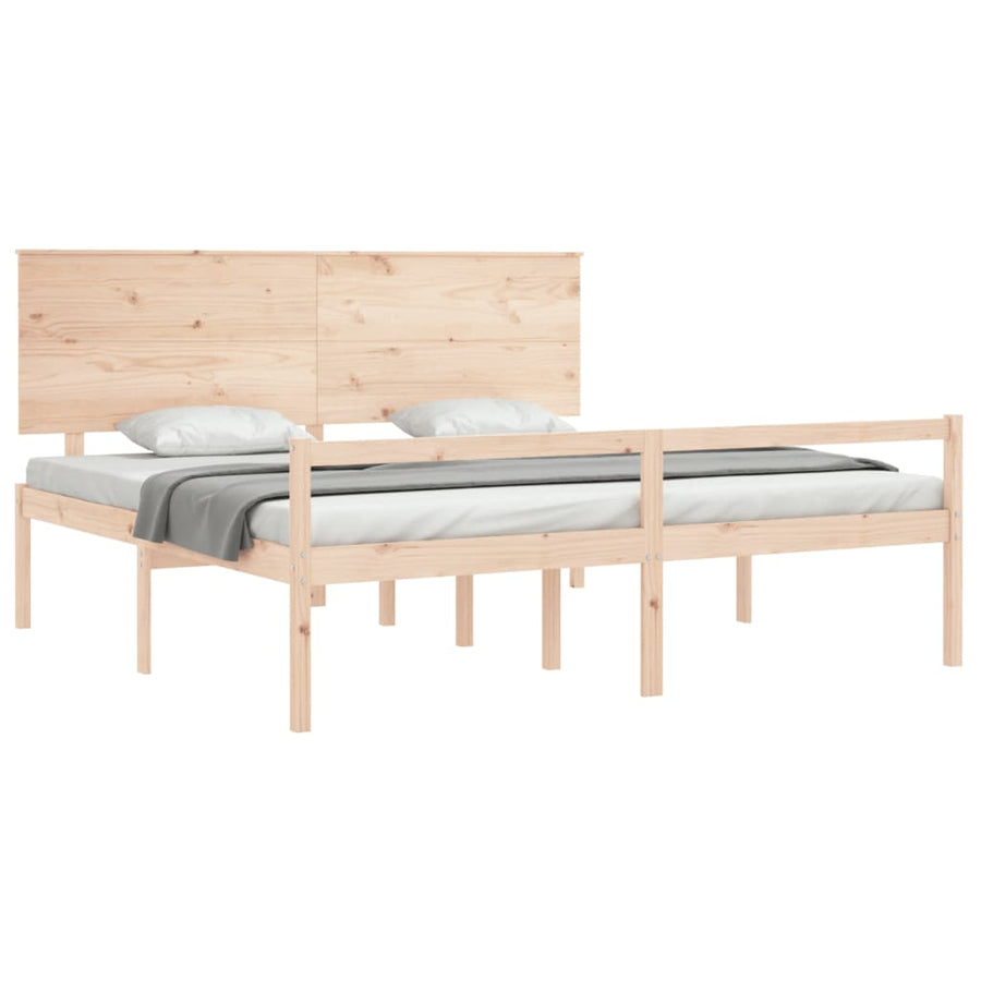 Seniorenbed Met Hoofdbord Massief Hout 200 x 200 cm Naturel