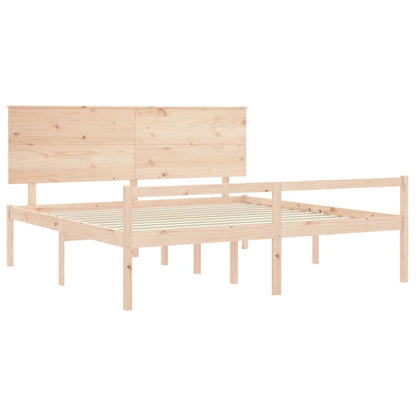 Seniorenbed Met Hoofdbord Massief Hout 200 x 200 cm Naturel