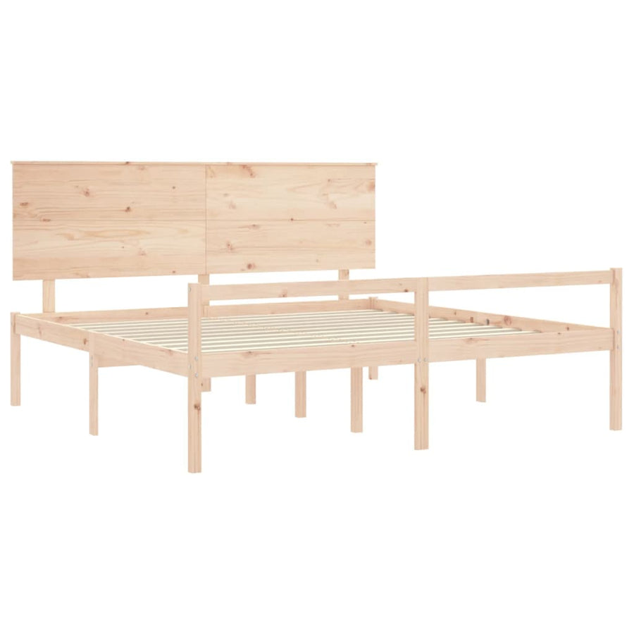 Seniorenbed Met Hoofdbord Massief Hout 200 x 200 cm Naturel