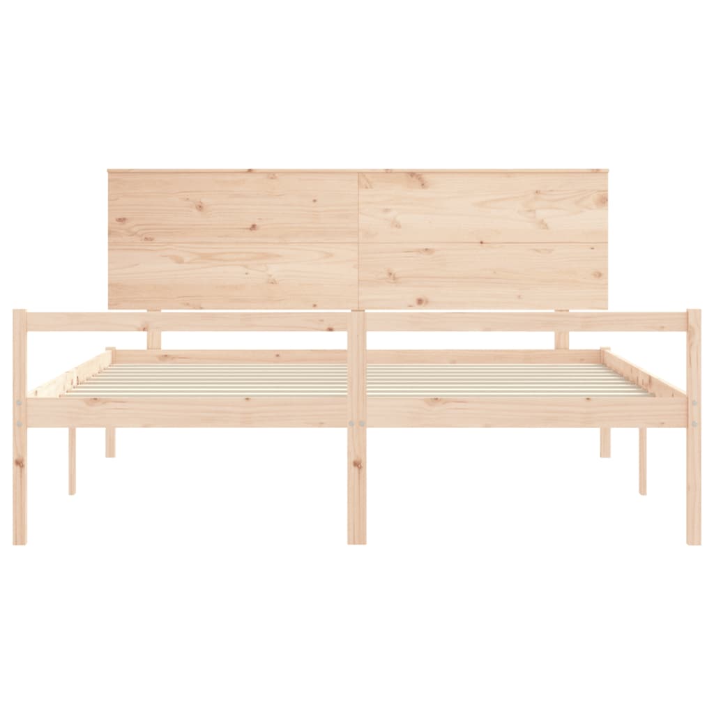Seniorenbed Met Hoofdbord Massief Hout 200 x 200 cm Naturel