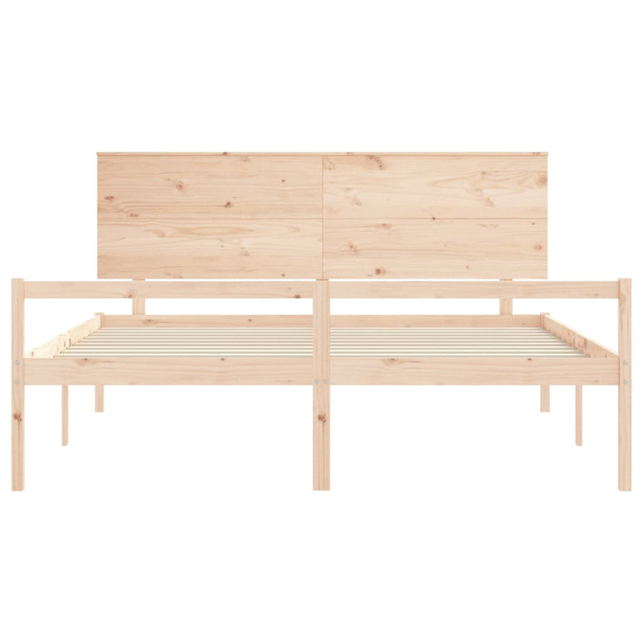 Seniorenbed Met Hoofdbord Massief Hout 200 x 200 cm Naturel