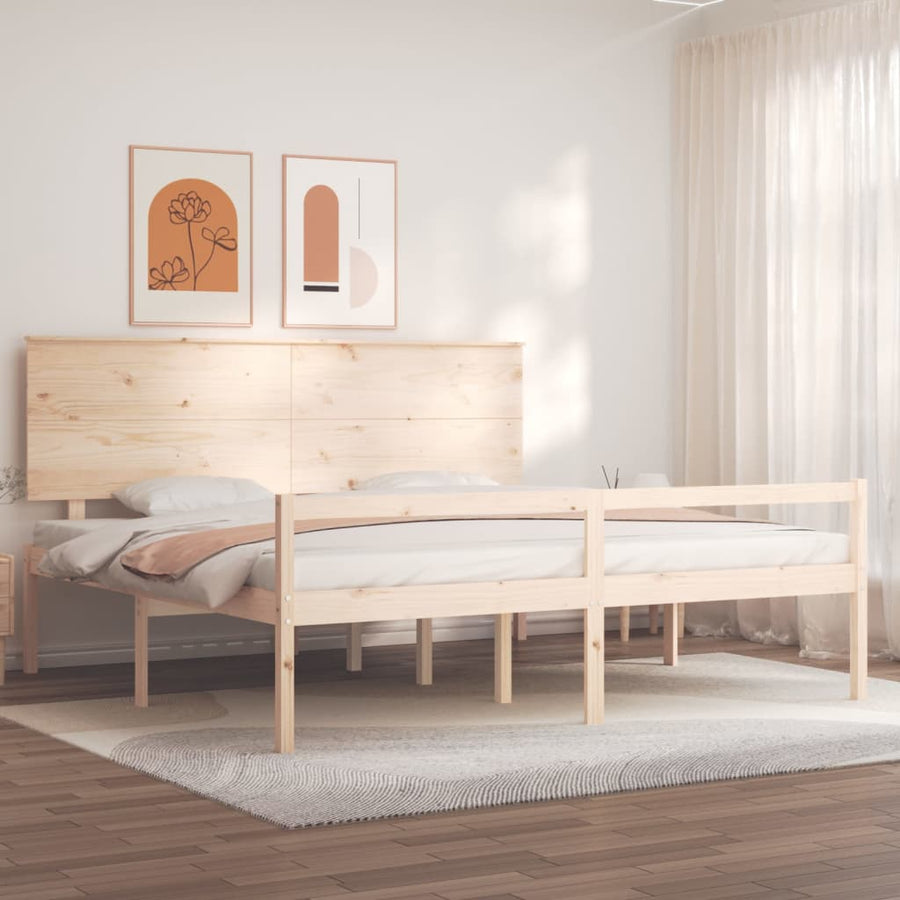 Seniorenbed Met Hoofdbord Massief Hout 200 x 200 cm Naturel