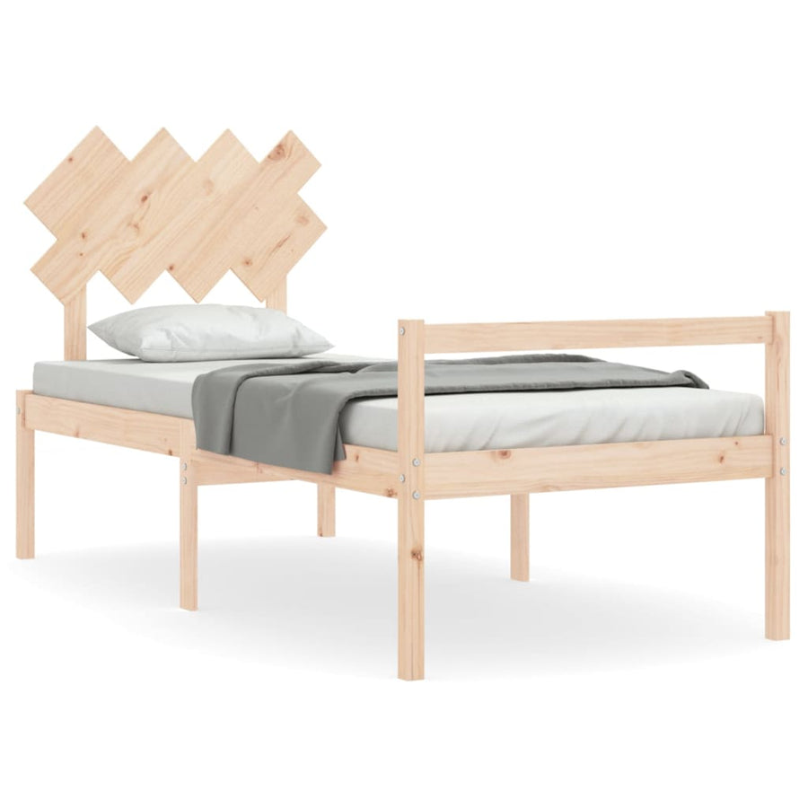 Seniorenbed Met Hoofdbord Massief Hout 90 x 190 cm Naturel