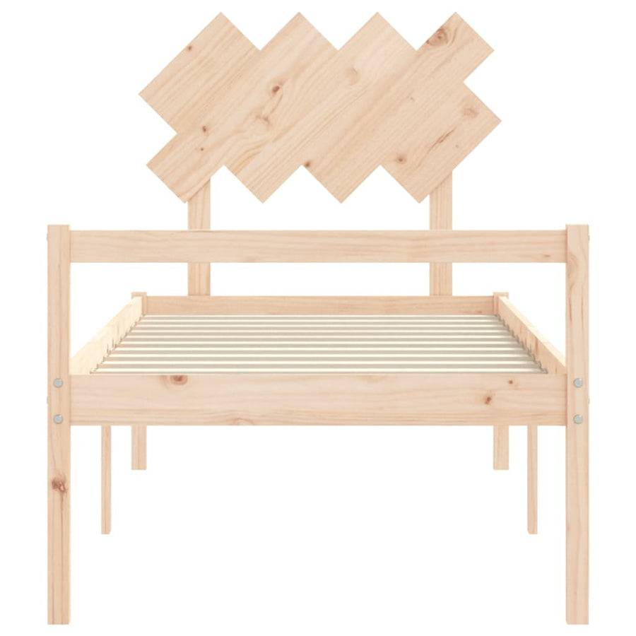 Seniorenbed Met Hoofdbord Massief Hout 90 x 190 cm Naturel