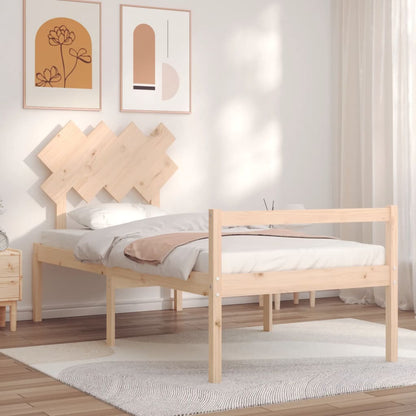 Seniorenbed Met Hoofdbord Massief Hout 90 x 190 cm Naturel