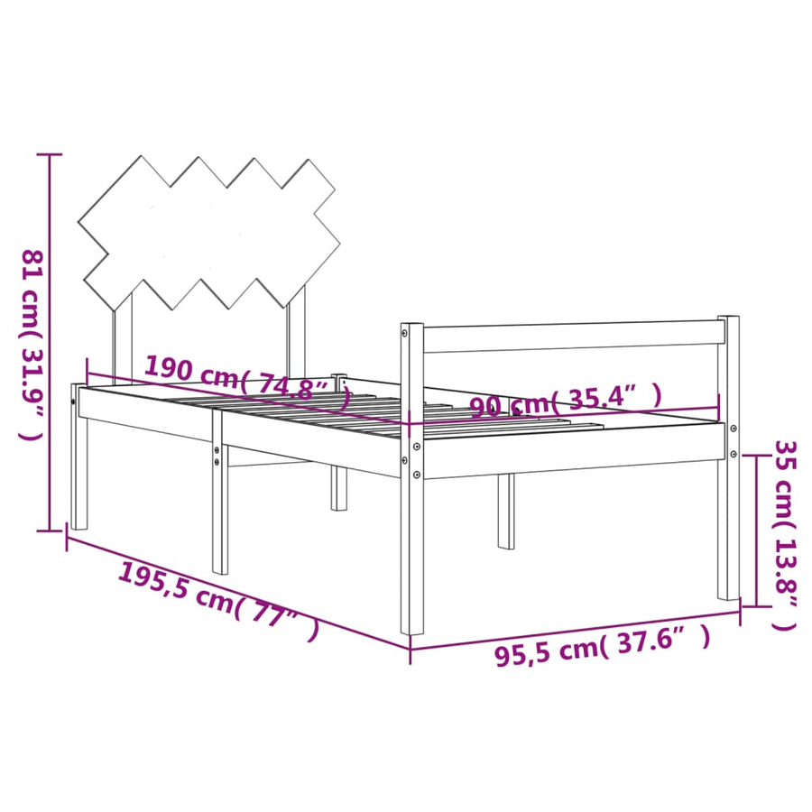 Seniorenbed Met Hoofdbord Massief Hout Wit