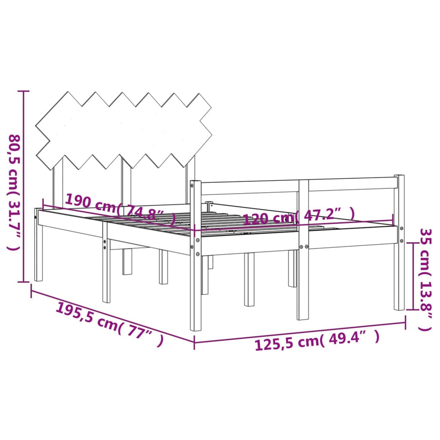 Seniorenbed Met Hoofdbord Massief Hout 120 x 190 cm Wit