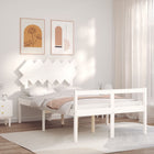 Seniors' bed with solid wood headboard, white
