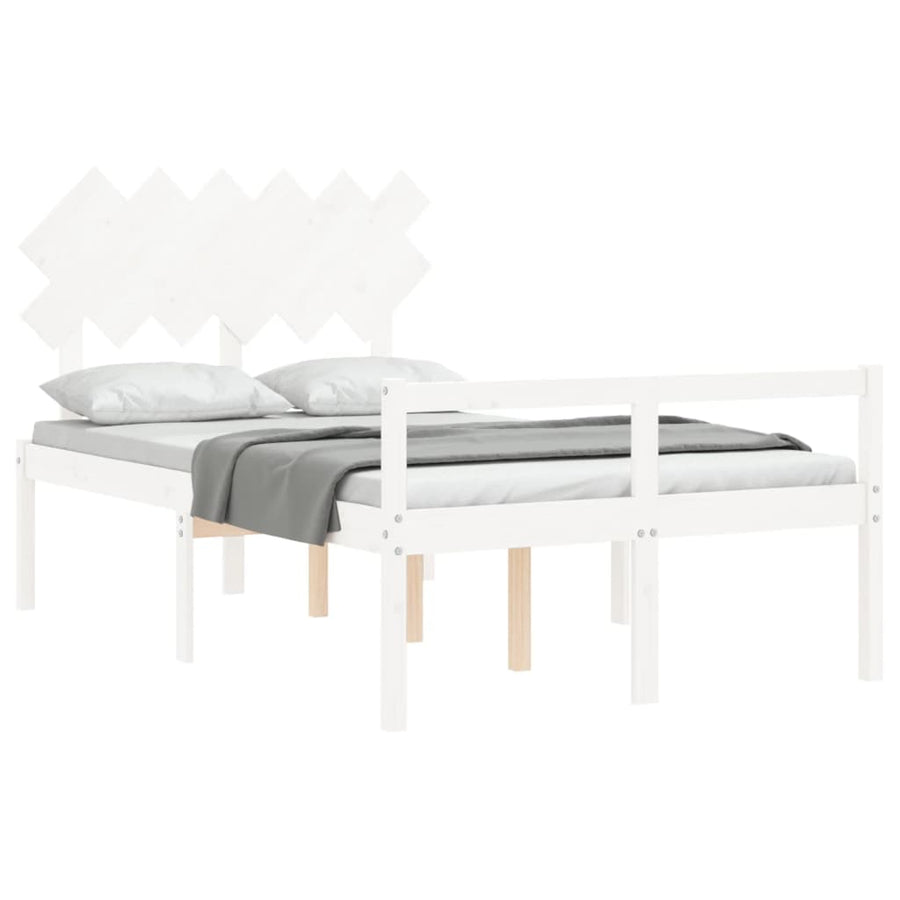 Seniorenbed Met Hoofdbord Massief Hout Double 135 x 190 cm Wit