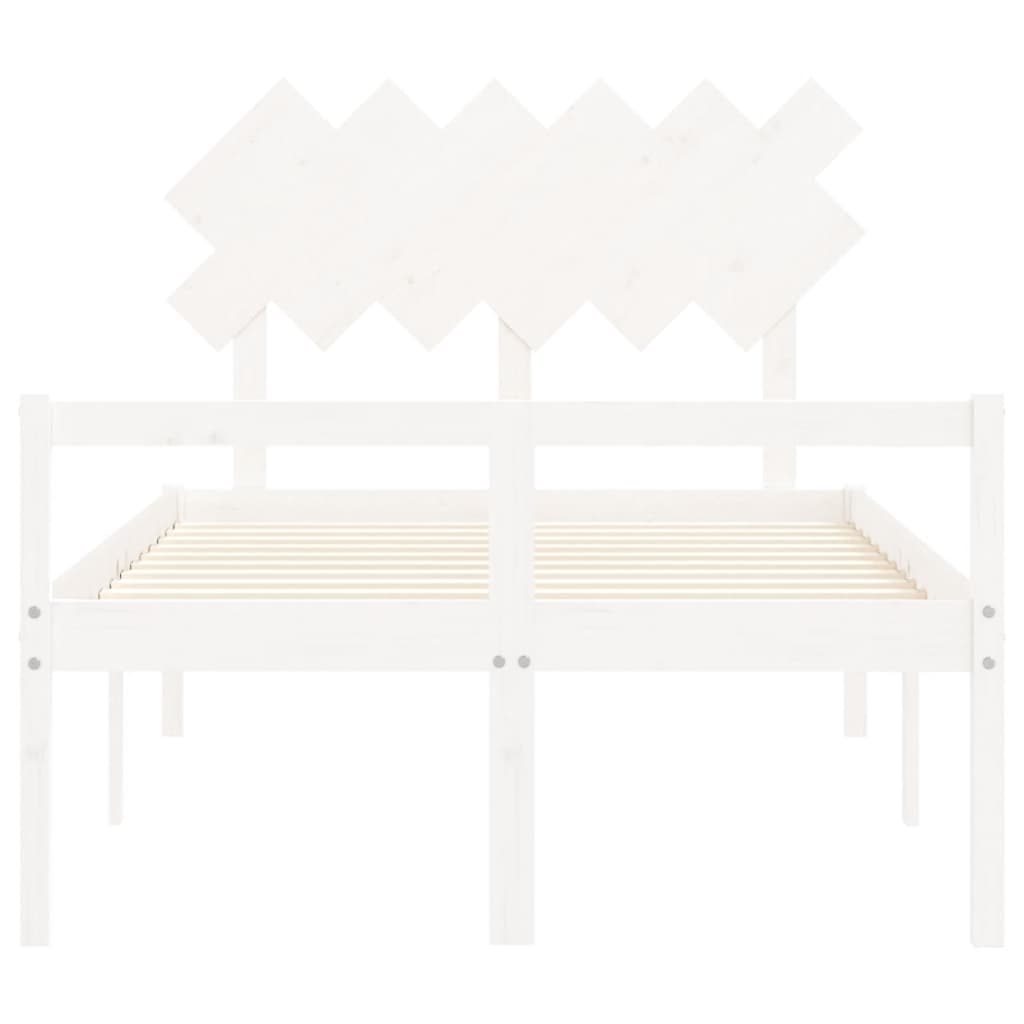 Seniorenbed Met Hoofdbord Massief Hout Double 135 x 190 cm Wit