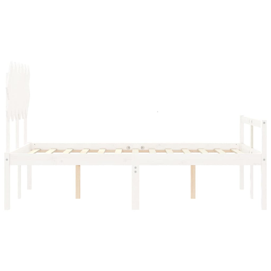 Seniorenbed Met Hoofdbord Massief Hout Double 135 x 190 cm Wit