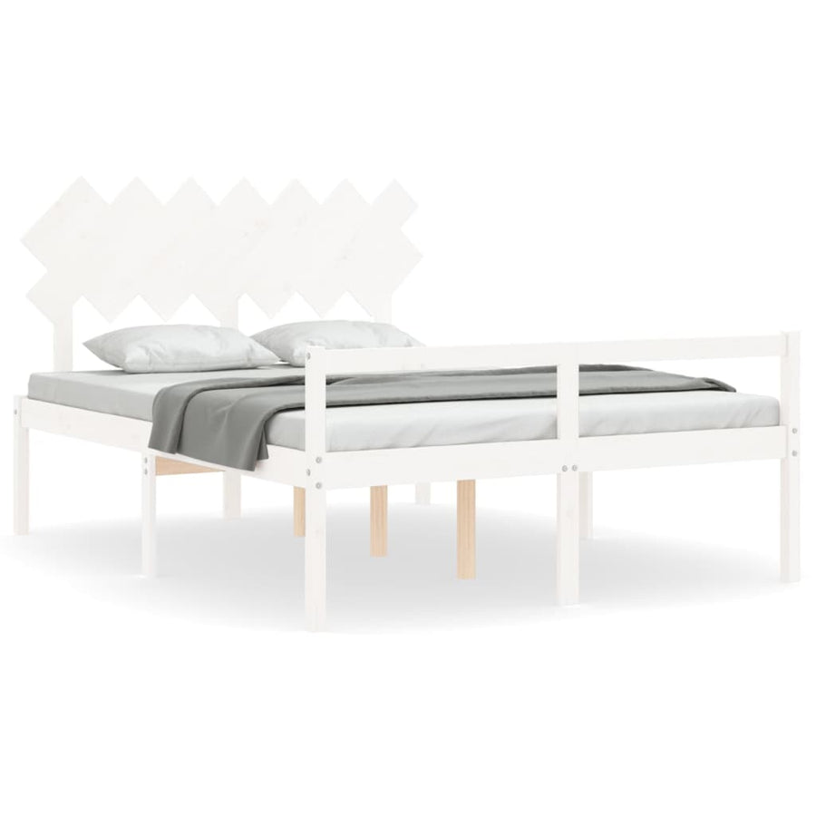 Seniorenbed Met Hoofdbord Massief Hout 140 x 190 cm Wit