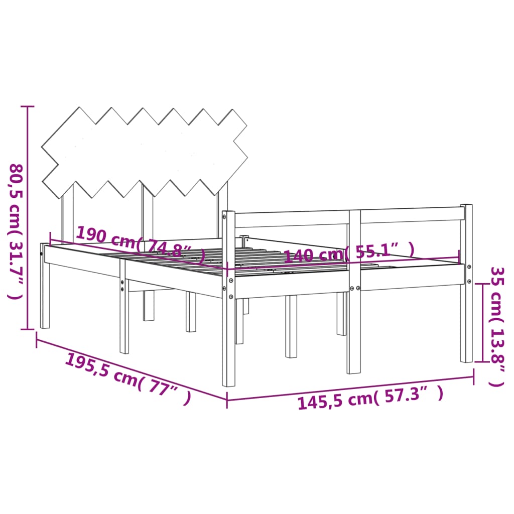 Seniorenbed Met Hoofdbord Massief Hout 140 x 190 cm Wit