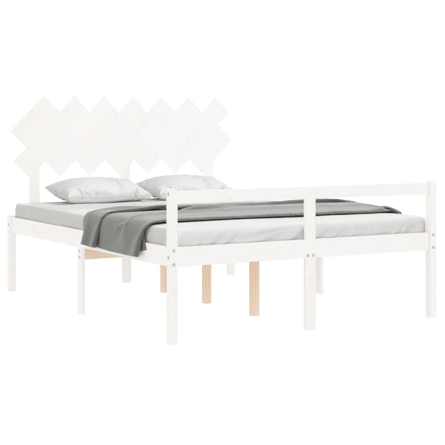 Seniorenbed Met Hoofdbord Massief Hout 140 x 190 cm Wit