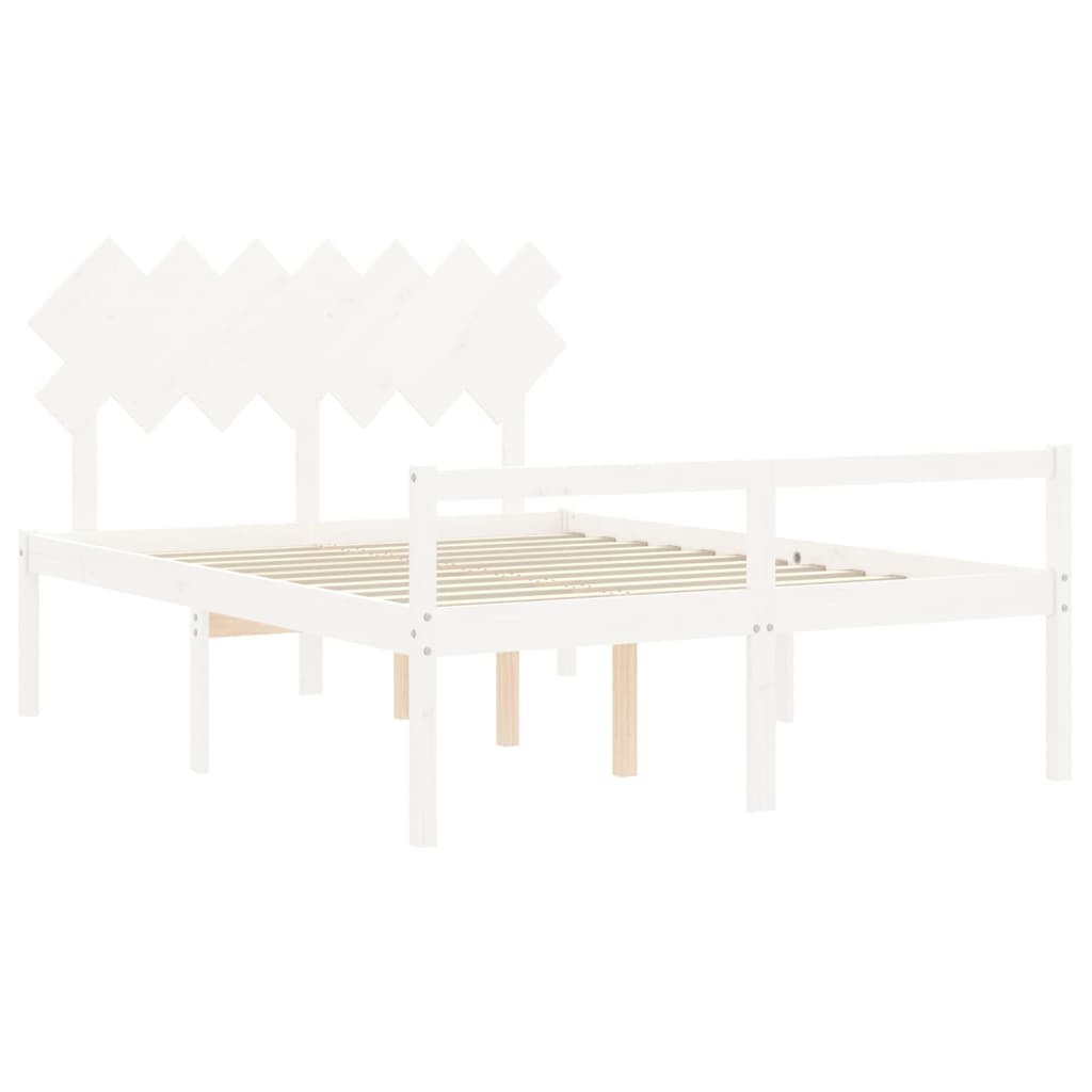 Seniorenbed Met Hoofdbord Massief Hout 140 x 190 cm Wit