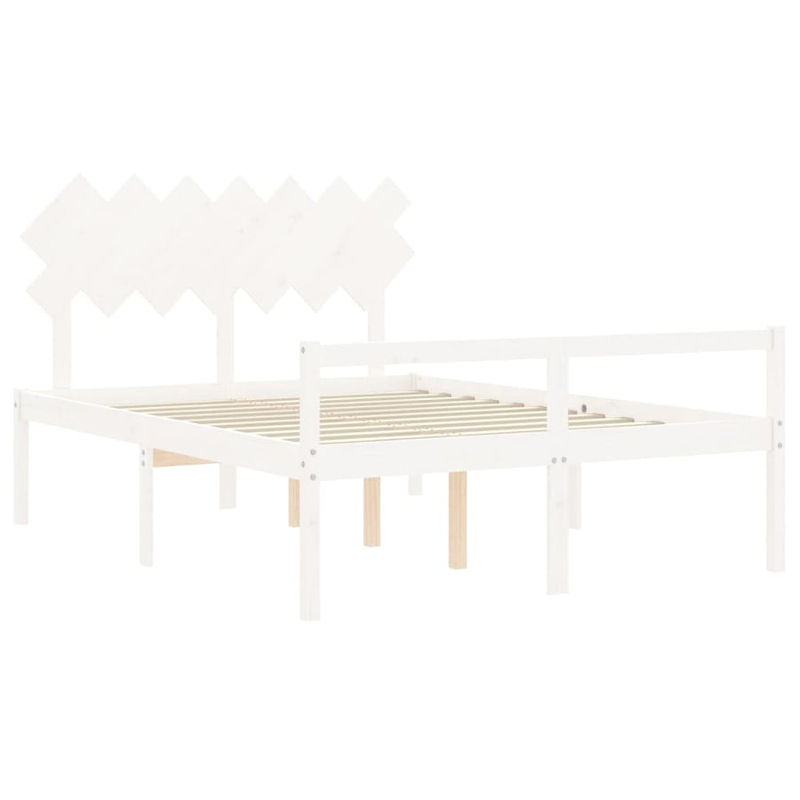 Seniorenbed Met Hoofdbord Massief Hout 140 x 190 cm Wit