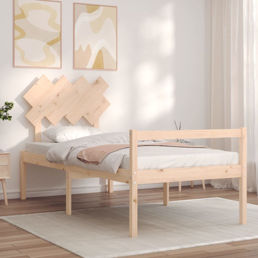 Seniorenbed Met Hoofdbord Massief Hout 90 x 200 cm Naturel