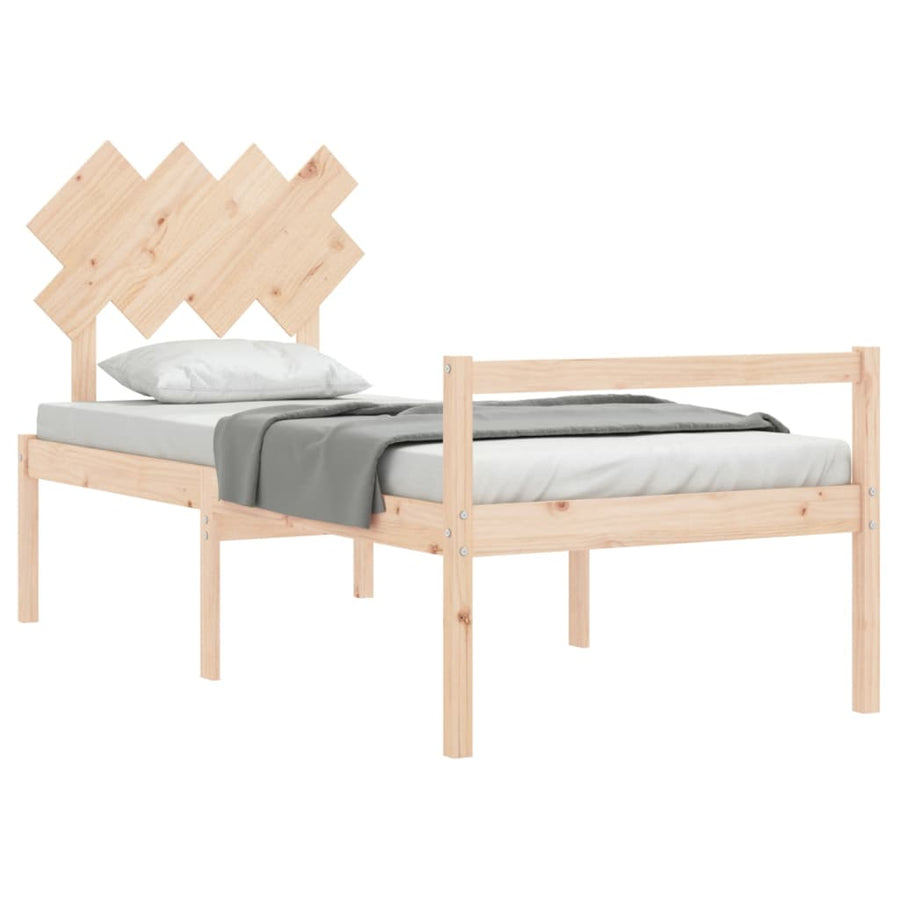 Seniorenbed Met Hoofdbord Massief Hout 90 x 200 cm Naturel