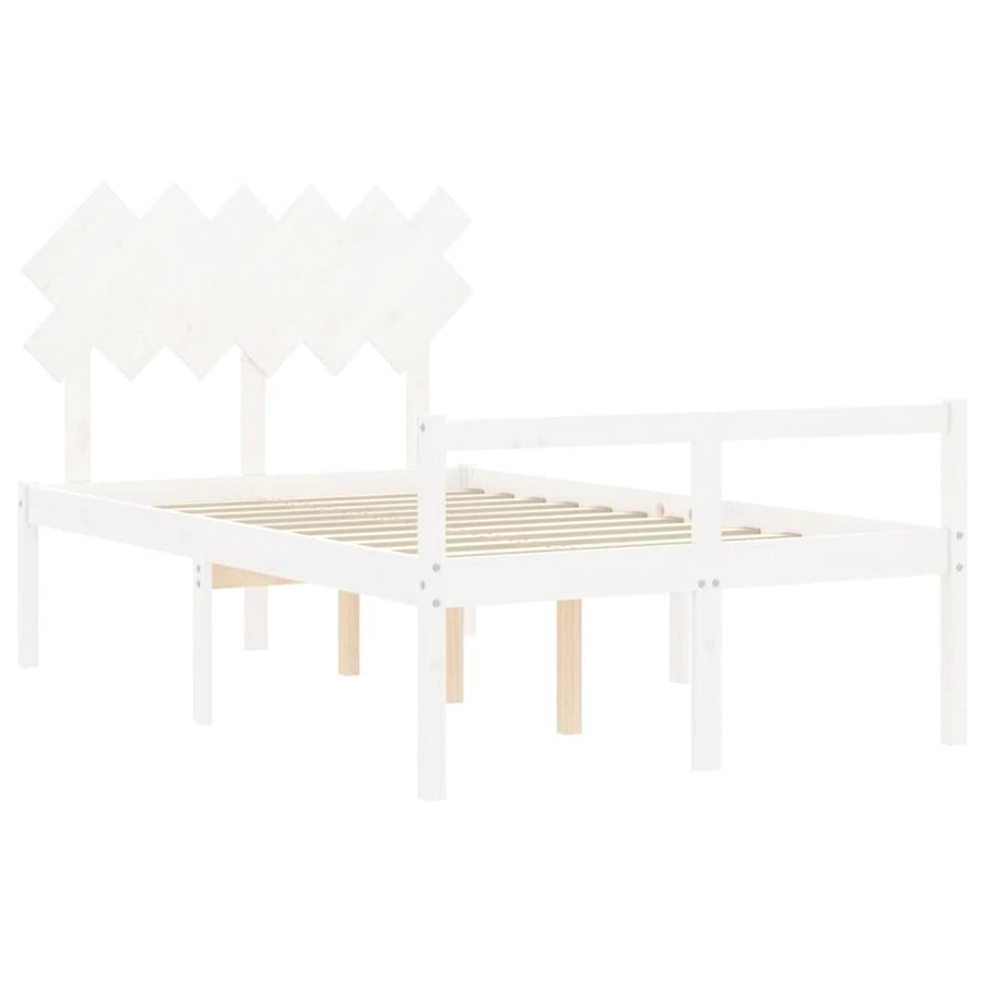 Seniorenbed Met Hoofdbord Massief Hout 120 x 200 cm Wit