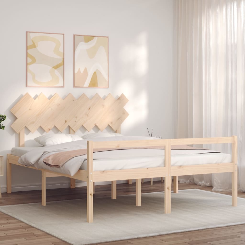 Seniorenbed Met Hoofdbord Massief Hout 160 x 200 cm Naturel