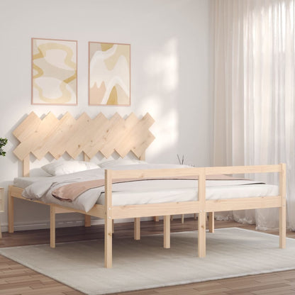 Seniorenbed Met Hoofdbord Massief Hout 160 x 200 cm Naturel