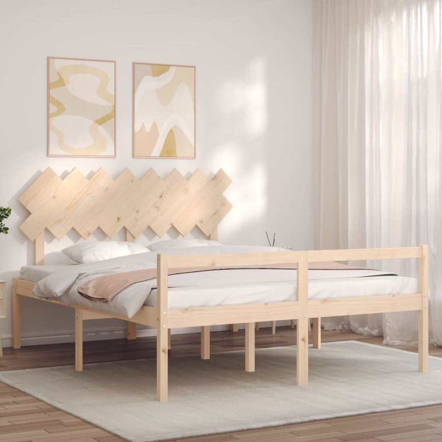 Seniorenbed Met Hoofdbord Massief Hout 160 x 200 cm Naturel