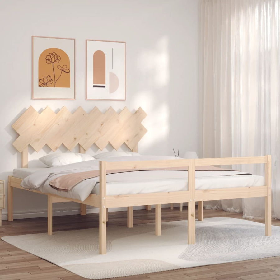 Seniorenbed Met Hoofdbord Massief Hout 160 x 200 cm Naturel