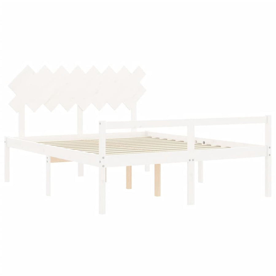 Seniorenbed Met Hoofdbord Massief Hout 160 x 200 cm Wit