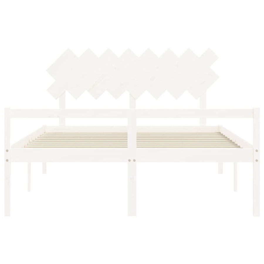 Seniorenbed Met Hoofdbord Massief Hout 160 x 200 cm Wit