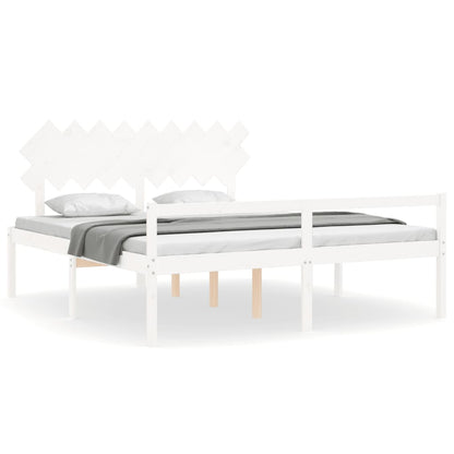 Seniorenbed Met Hoofdbord Massief Hout Super King 180 x 200 cm Wit