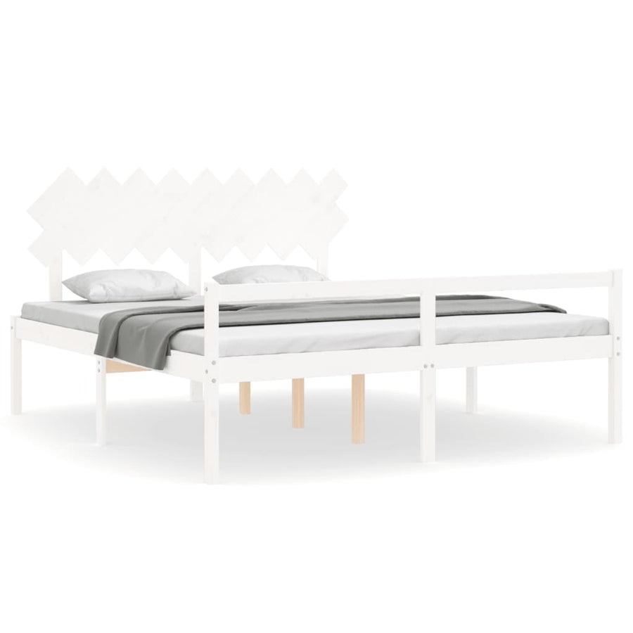 Seniorenbed Met Hoofdbord Massief Hout Super King 180 x 200 cm Wit