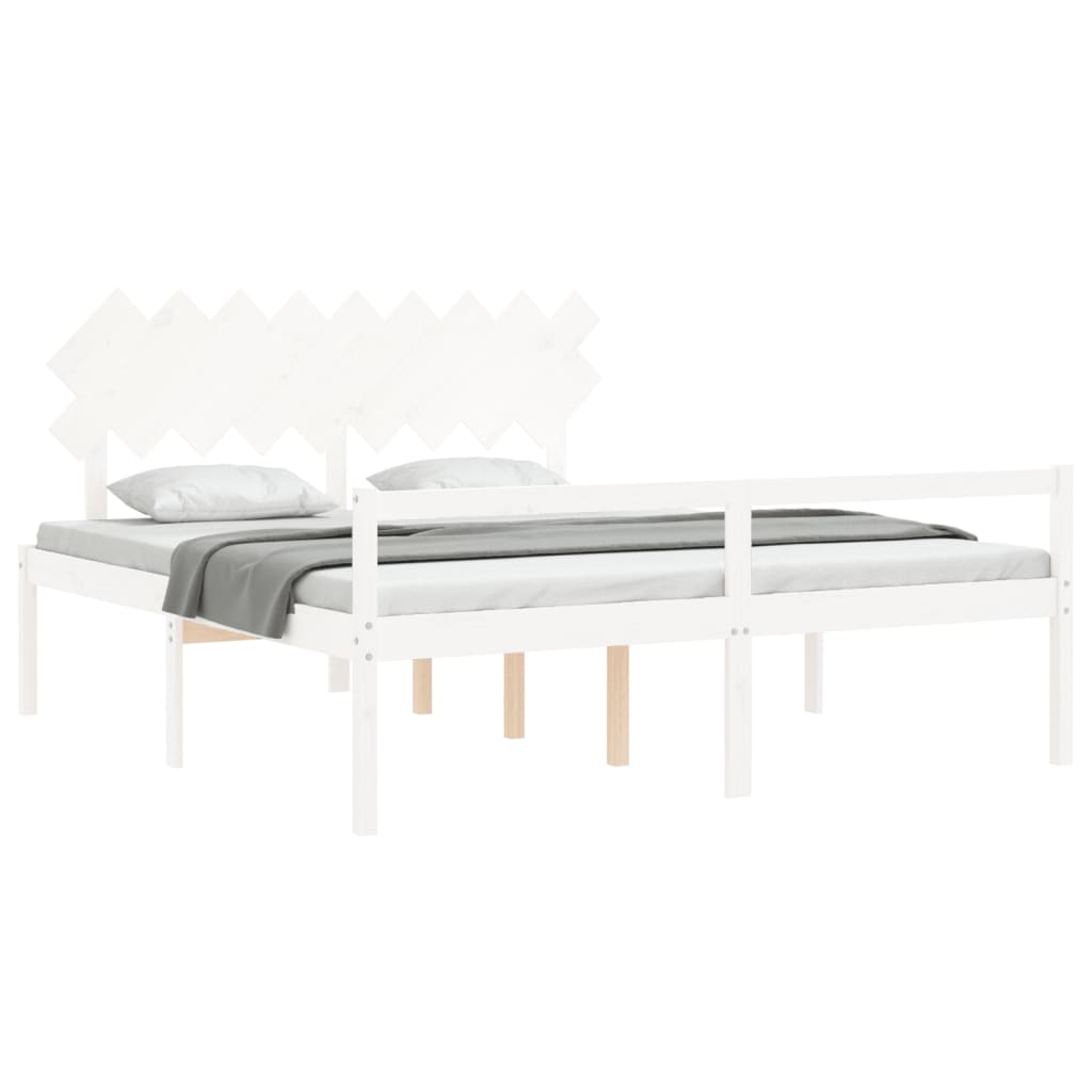 Seniorenbed Met Hoofdbord Massief Hout Super King 180 x 200 cm Wit