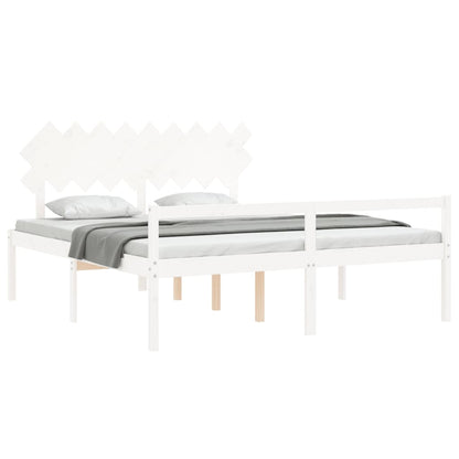 Seniorenbed Met Hoofdbord Massief Hout Super King 180 x 200 cm Wit