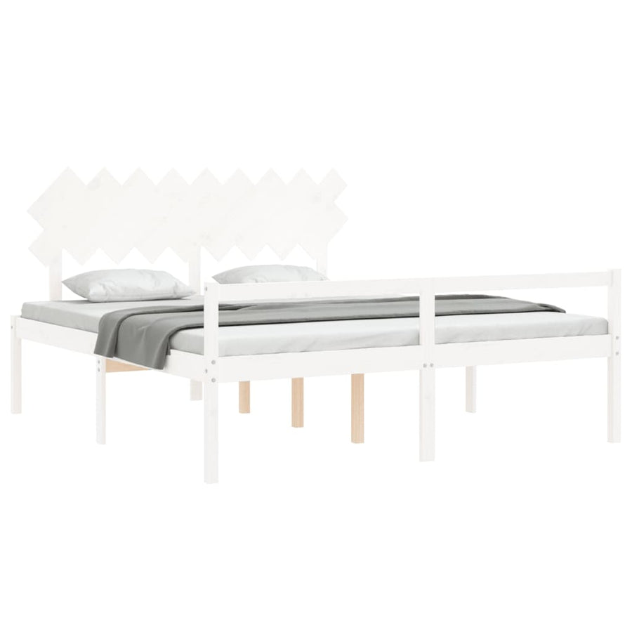 Seniorenbed Met Hoofdbord Massief Hout Super King 180 x 200 cm Wit
