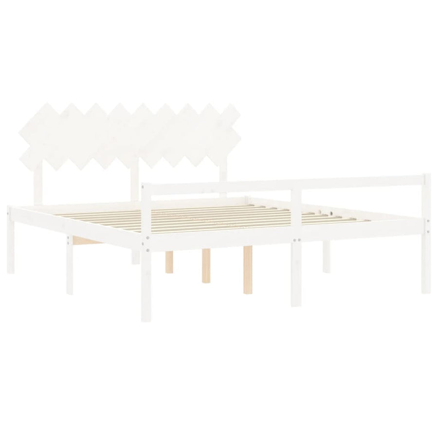 Seniorenbed Met Hoofdbord Massief Hout Super King 180 x 200 cm Wit