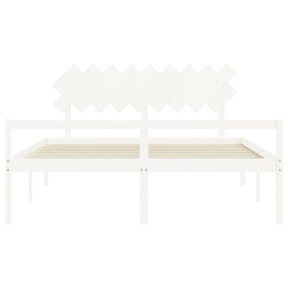 Seniorenbed Met Hoofdbord Massief Hout Super King 180 x 200 cm Wit