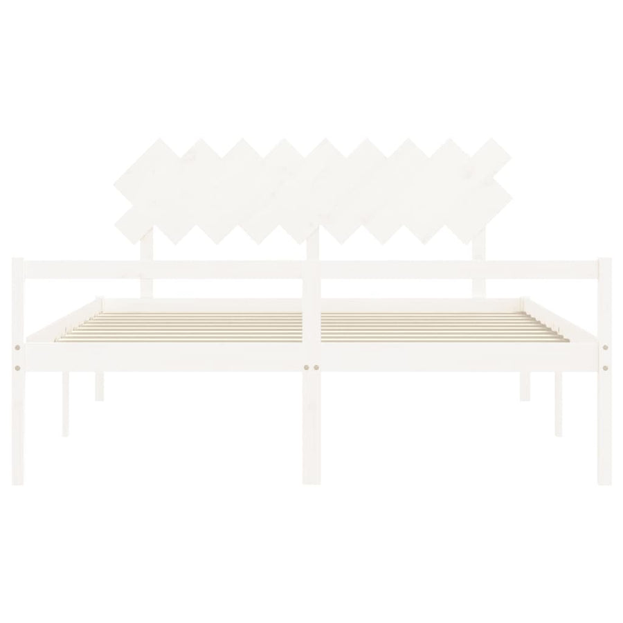 Seniorenbed Met Hoofdbord Massief Hout Super King 180 x 200 cm Wit