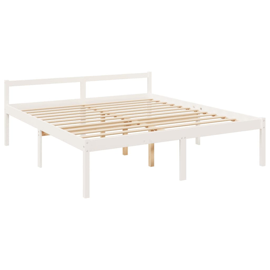 Seniorenbed Met Hoofdbord Massief Hout Super King 180 x 200 cm Wit