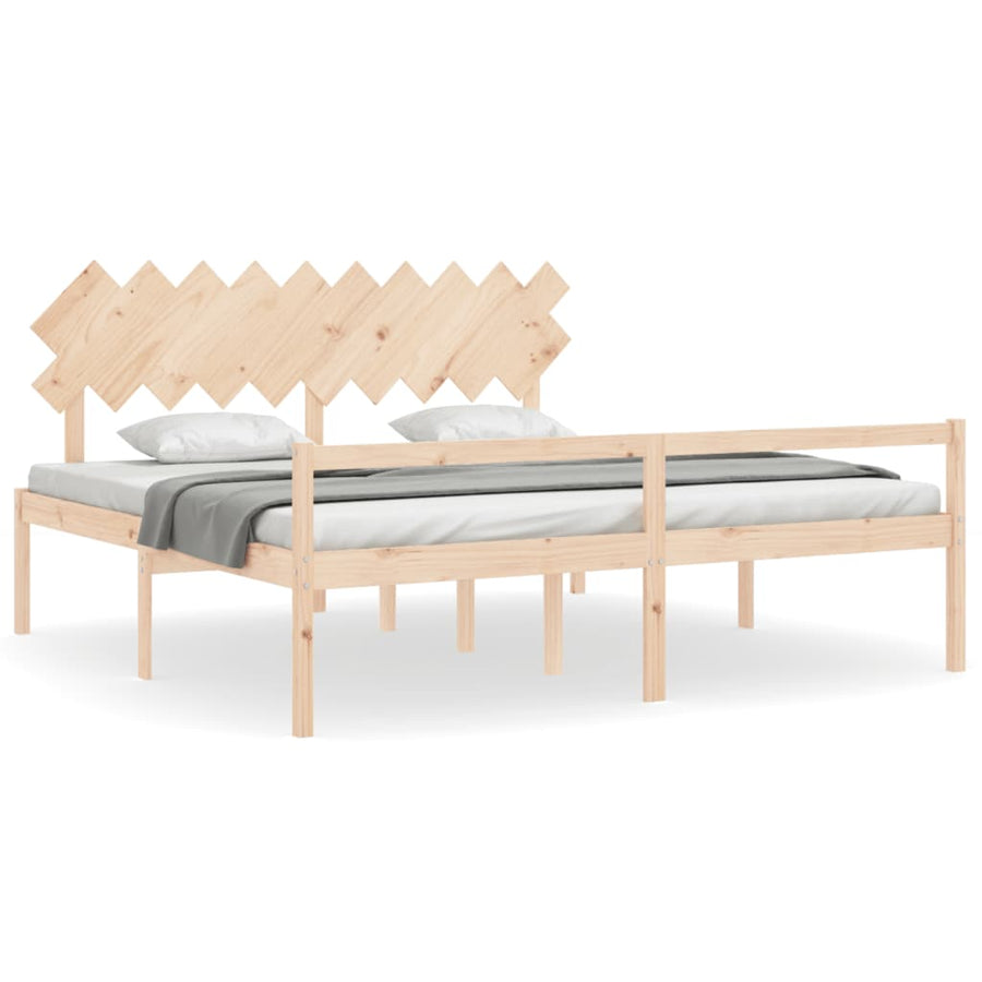 Seniorenbed Met Hoofdbord Massief Hout 200 x 200 cm Naturel