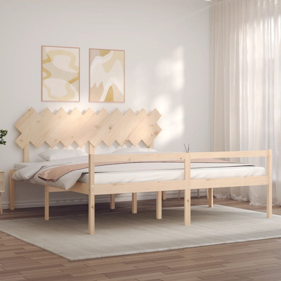Seniorenbed Met Hoofdbord Massief Hout 200 x 200 cm Naturel