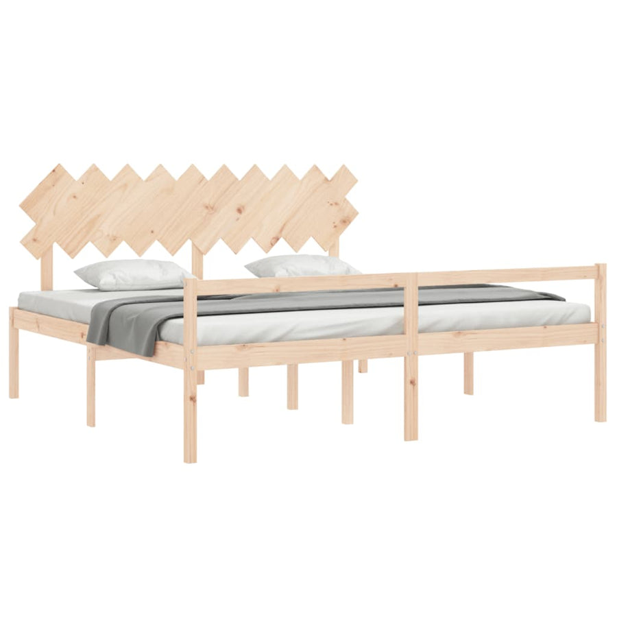 Seniorenbed Met Hoofdbord Massief Hout 200 x 200 cm Naturel