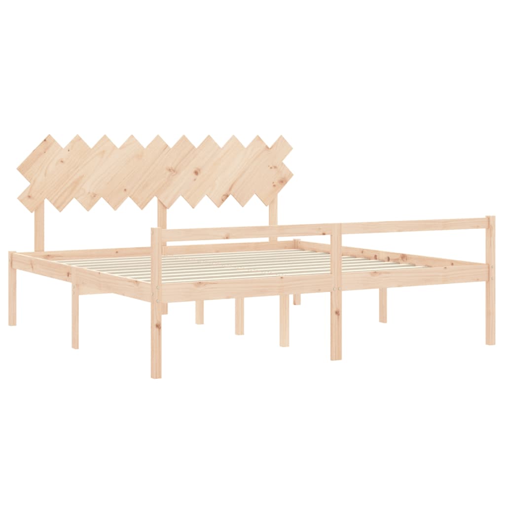 Seniorenbed Met Hoofdbord Massief Hout 200 x 200 cm Naturel