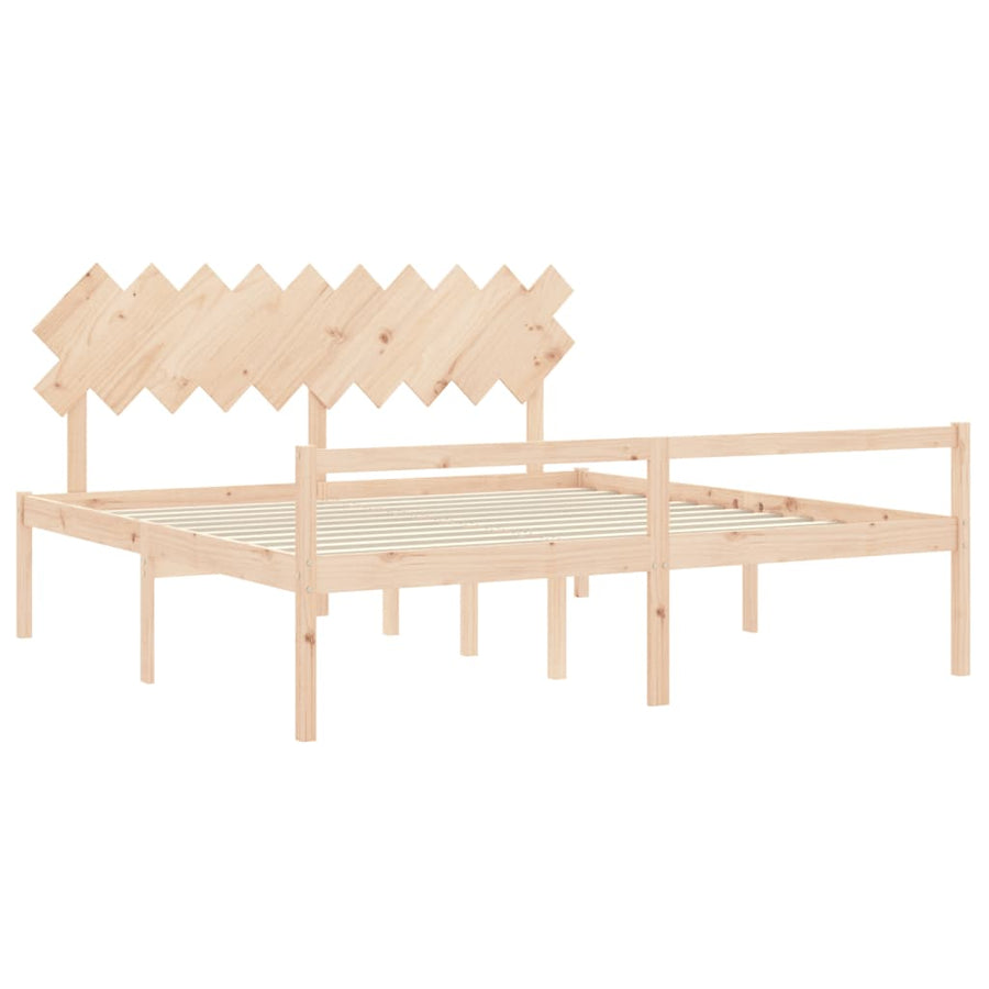 Seniorenbed Met Hoofdbord Massief Hout 200 x 200 cm Naturel