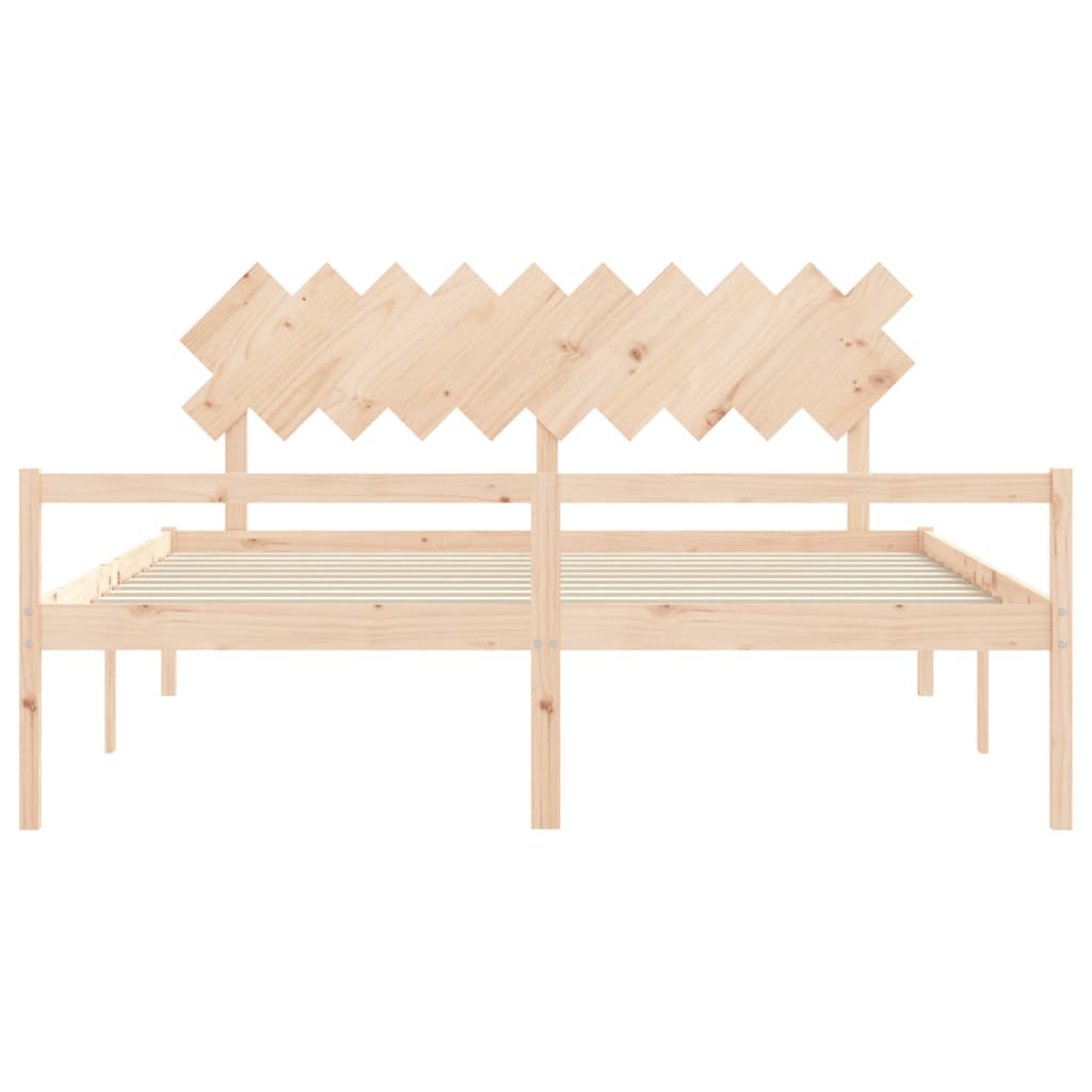 Seniorenbed Met Hoofdbord Massief Hout 200 x 200 cm Naturel