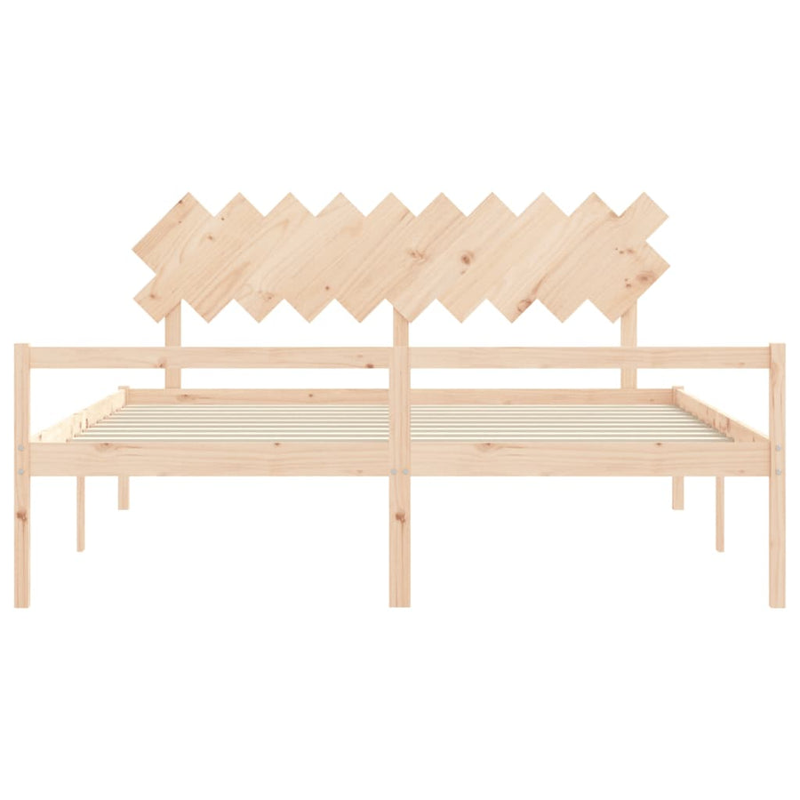Seniorenbed Met Hoofdbord Massief Hout 200 x 200 cm Naturel