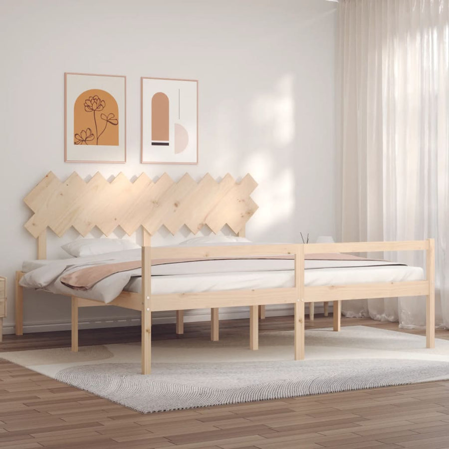 Seniorenbed Met Hoofdbord Massief Hout 200 x 200 cm Naturel